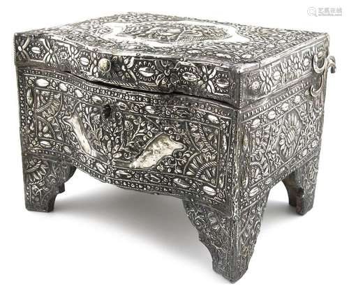 A Jewish silver mounted marriage jewellery casket,…