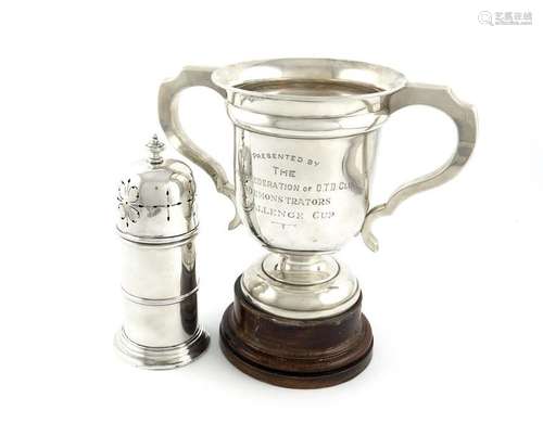 A presentation silver two handled cup, by Elkingto…