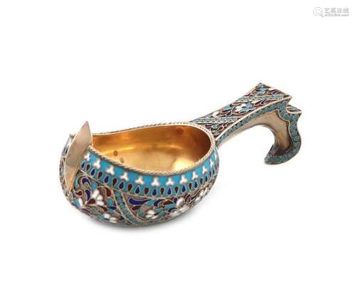 A Russian silver gilt and enamel kovsch, maker's m…