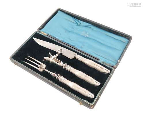 A three piece late 19th century French silver hand…