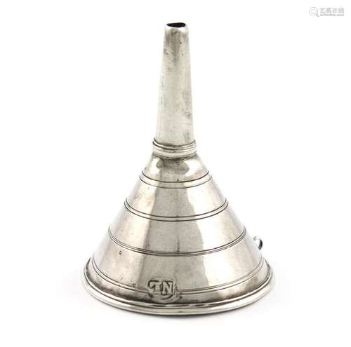 An early 18th century silver spirit funnel, maker'…