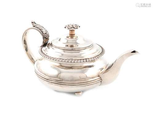 Λ A George IV silver teapot, by Burrows and Pearce…