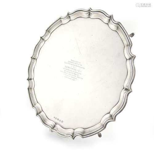 A presentation silver salver, by Barker Brothers S…