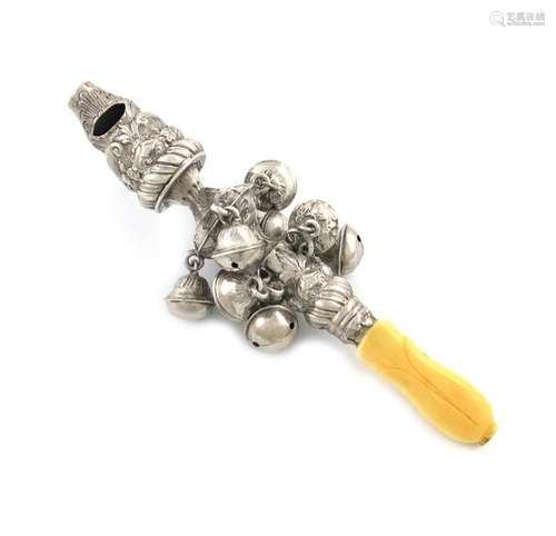 Λ A George III silver baby's rattle, teether and w…