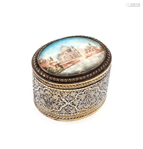 Λ An Indian silver gilt and painted ivory dressing…