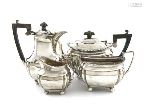 A four piece Edwardian silver tea set, by Robert P…