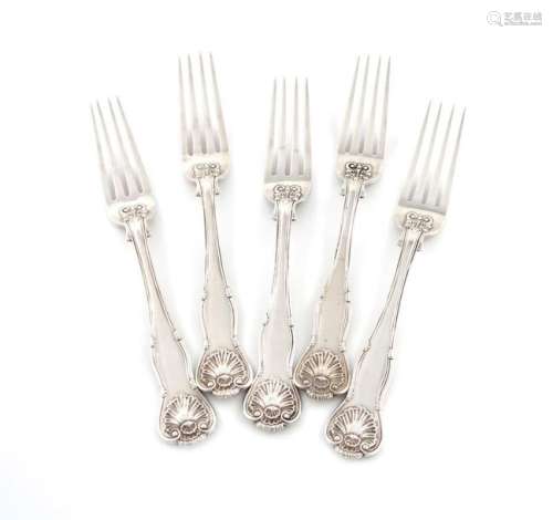 A set of five early Victorian silver King's Husk p…