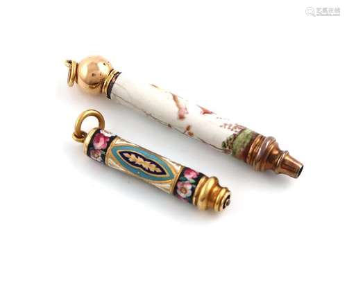 A Victorian gold and enamel propelling pencil, by …