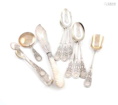 A mixed lot of silver flatware, comprising: a set …