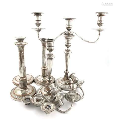 A set of three George III old Sheffield plated can…