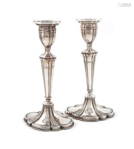 A pair of modern silver candlesticks, by Hampton U…