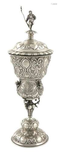 A 19th century German silver standing cup and cove…