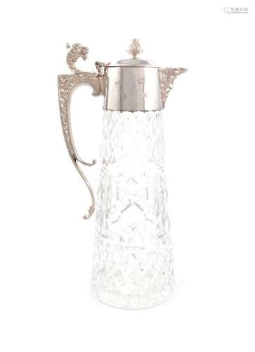 A modern silver mounted glass claret jug, by Laure…