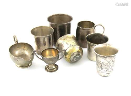 A mixed lot of silver items, comprising: a George …