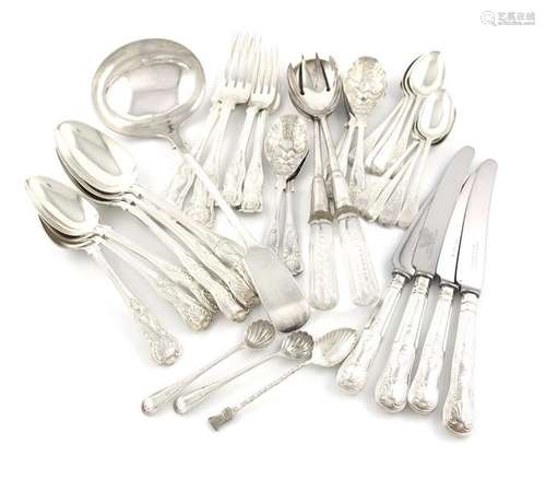 A mixed lot of flatware, comprising silver items: …