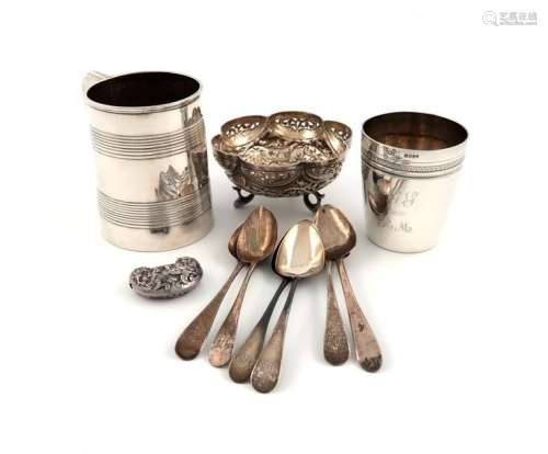 A mixed lot of silver items, comprising: a Victori…