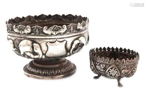 An Indian silver rose bowl, unmarked, circular for…