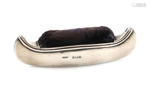 An Edwardian novelty silver canoe cushion, by Adie…