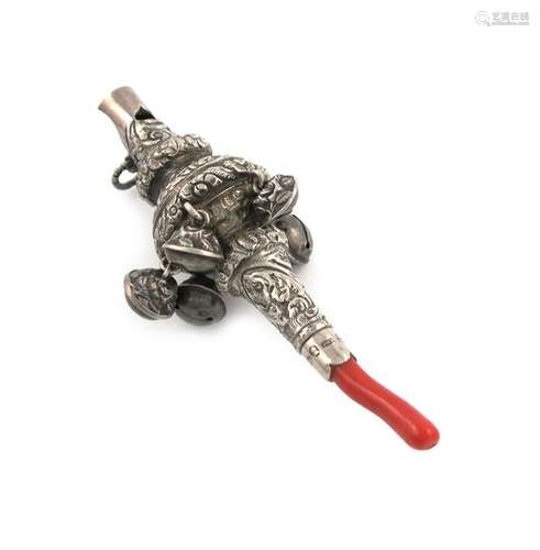 Λ A George IV silver baby's rattle, teether and wh…