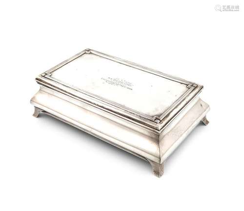 A silver dressing table jewellery box, by William …