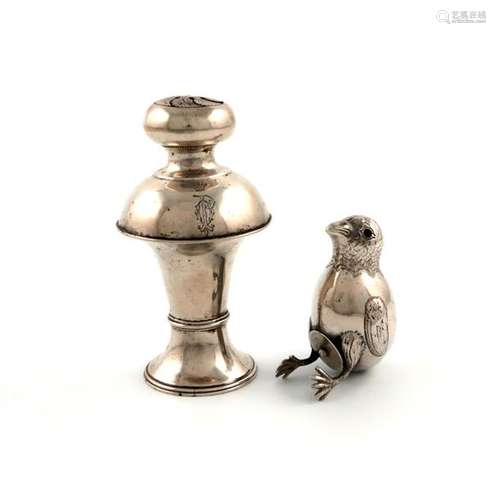 An Edwardian novelty silver chick salt pot, by C. …