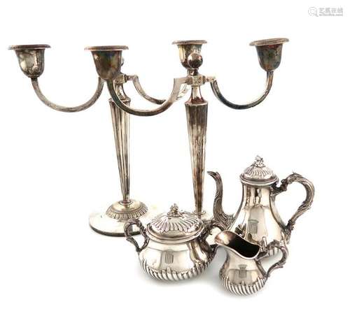 Λ A pair of Norwegian silver two light candelabra,…