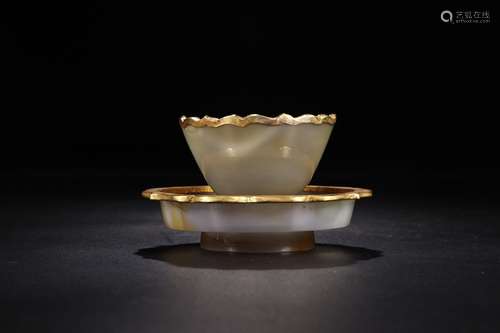 BRAOW SUGER AGATE GOLT PLATE & CUP