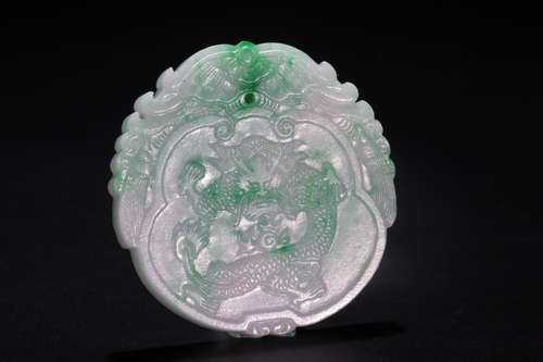 OLD JADEITE DRAGON ROUND SHAPE PENDANT