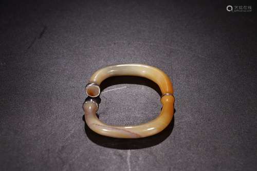 AGATE & SILVER  BAMBOO SHAPE BANGLE