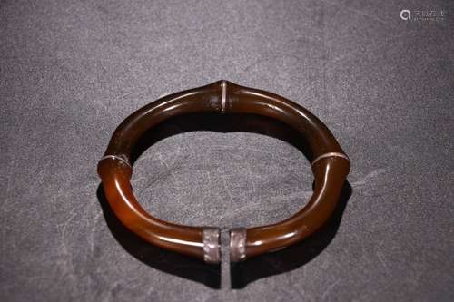 AGATE & SILVER  BAMBOO SHAPE BANGLE