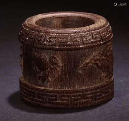 OLD CHENXIANG WOOD DRANGON & PGOENIX RING