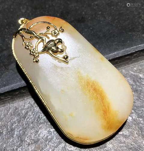 HETIAN JADE & COLOR  ORIGINAL STONE GILT PENDANT