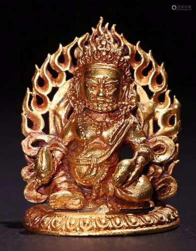 COPPER GILT HUANG CAI SHEN CARRY ON BUDDHA