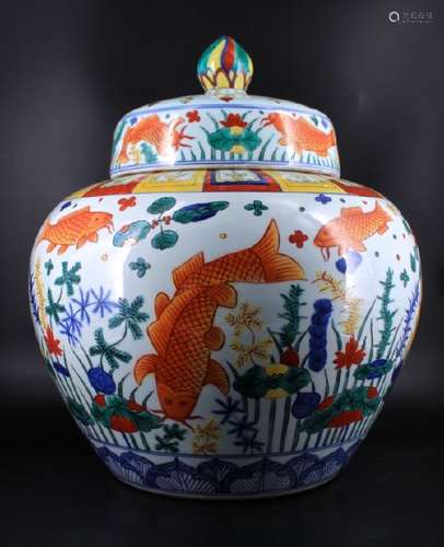 Large Qing Porcelain Blue&White Jar with Lid