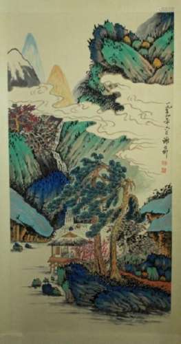 Chinese Scrolled Hand Painting Signed by Xie Zhi L
