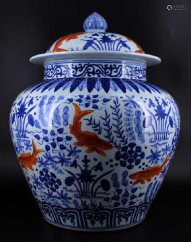 Large Qing Porcelain Blue&White Jar with Lid
