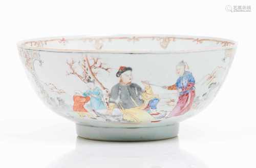 A punch bowlChinese export porcelainPolychrome 