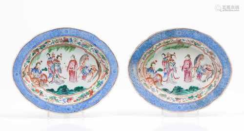 A pair of deep plattersChinese export porcelainPolychrome 