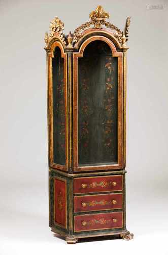 A D.Maria oratory on standPainted woodCarved, gilt and marbled decorationThe stand with three