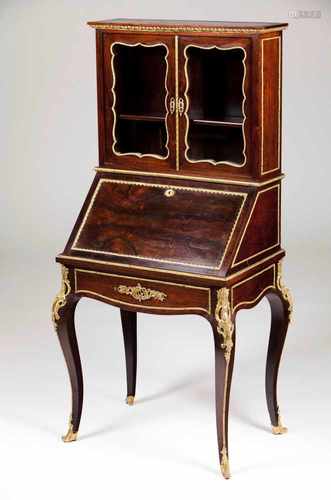 A Napoleon III ladies deskRosewoodUpper section with glazed doors and gilt bronze metalwareOne