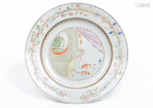 A rare plateChinese export porcelainPolychrome 