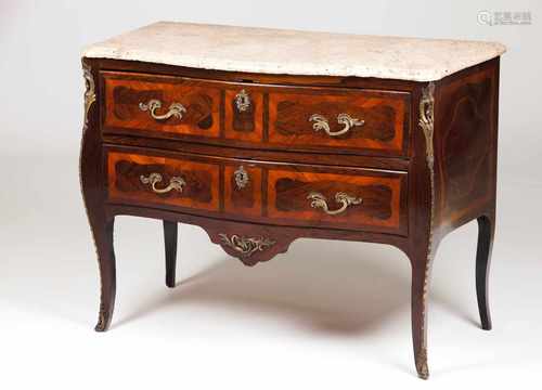 A D.Maria chest of drawersRosewood with various woods marquetryTwo long drawers and yellow metal