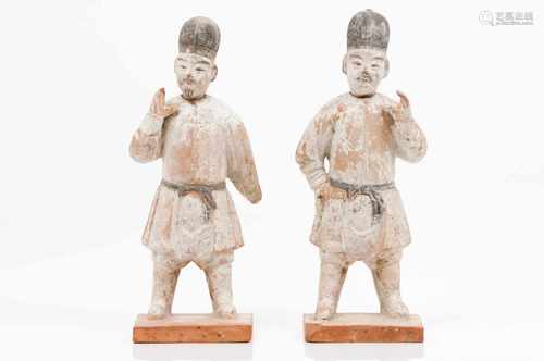 Male figuresA pair of terracotta sculpturesWith traces of polychromyChina, possibly Tang Dynasty (