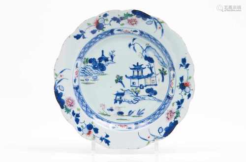 A scalloped plateChinese export porcelain Blue underglaze and 