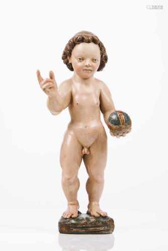 Child Jesus Saviour of the WorldPolychrome wood Malines sculpture16th century(defects and