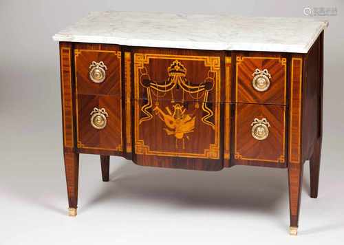 A D. Maria commodeRosewood veneered with jacaranda, satinwood and other woods marquetry decoration