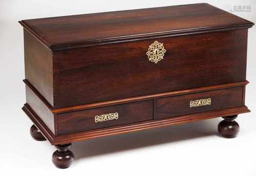 A chestRosewoodWith 2 drawersInterior with pierced flower shaped base ventilatorsGilt metal hardware