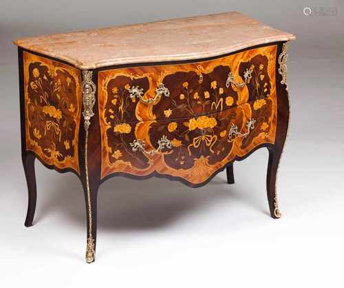 A Louis XV commodeRosewood with rosewood, jacaranda, thornbush and other timbers marquetry of