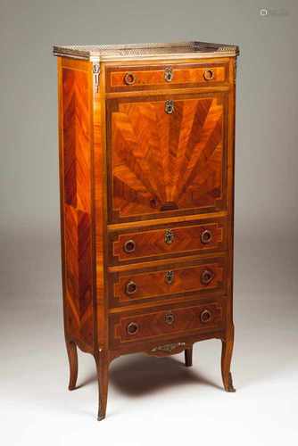 A Louis XVI style secretaire à AbattantSatinwood and other woods veneeredWith four drawers and