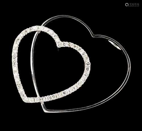 A pendantGoldDouble heart set with brilliant cut diamonds totaling (ca.1.50ct)Oporto hallmark,